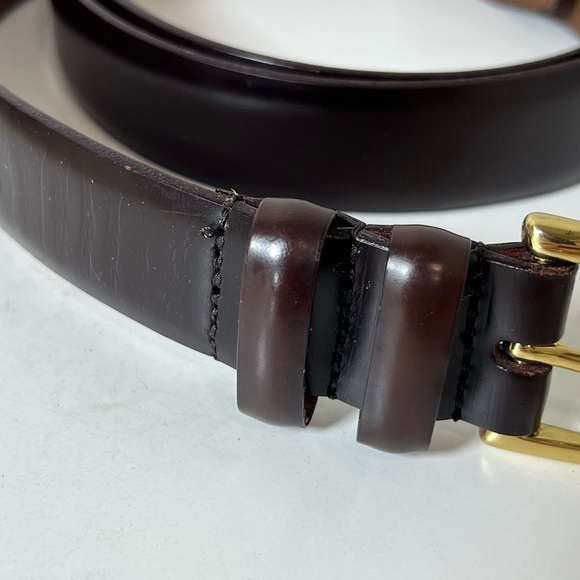 Allen Edmonds Size 42 Made in USA Cobbler Leather Soft Black Belt Brass Buckle - Picture 3 of 11